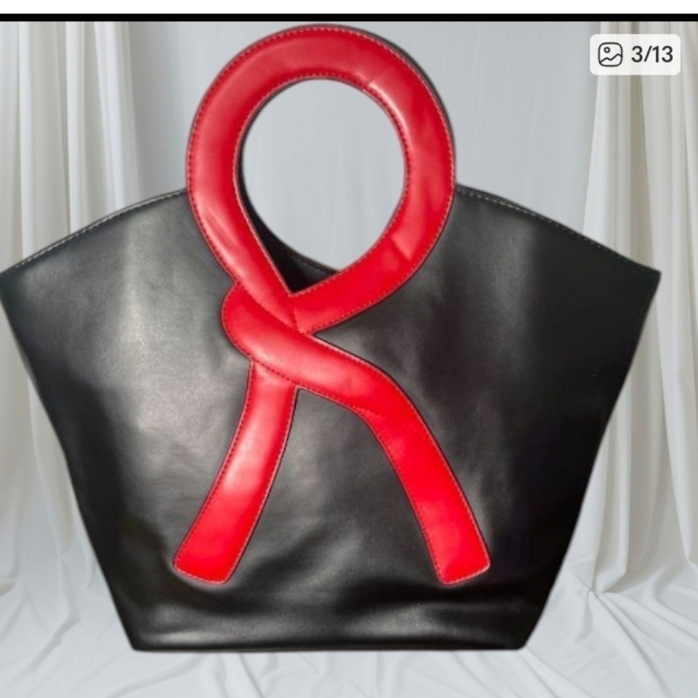 Roberta Di Camerino Black Red Leather R Logo Handbag - Picture 14 of 15